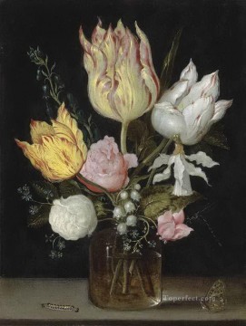  Tulipanes Obras - Bosschaert Ambrosius i tulipanes rosas campanillas narciso tortuosis forg